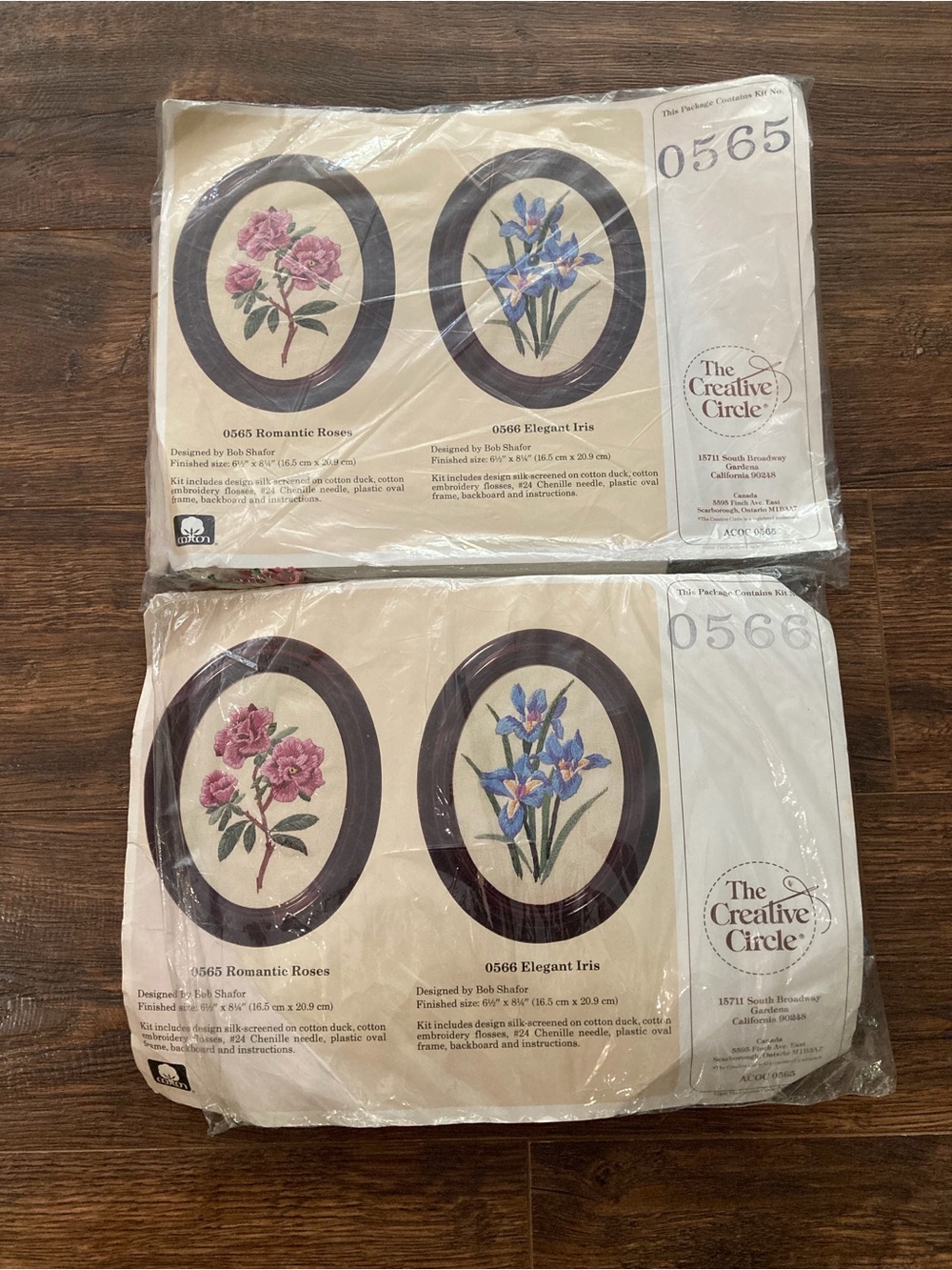 The Creative Circle Floral Cross Stitch Kits - Pink Roses & Blue Iris